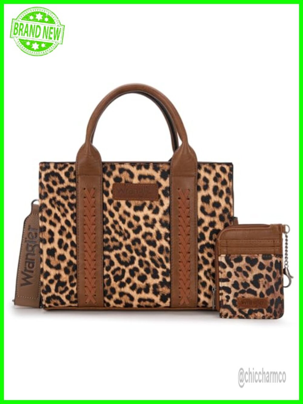 Western Tote Bag Leopard Print Satchel with Card Holder